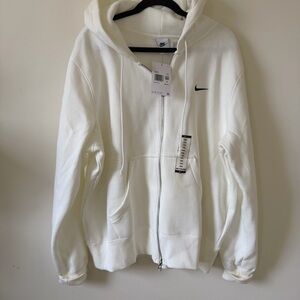 Nike Classic White Zip-Up Fleece Hoodie Size XXL NWT